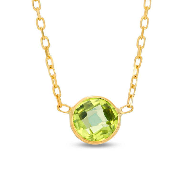 6.0mm Peridot Solitaire Necklace in 10K Yellow Gold - 17"