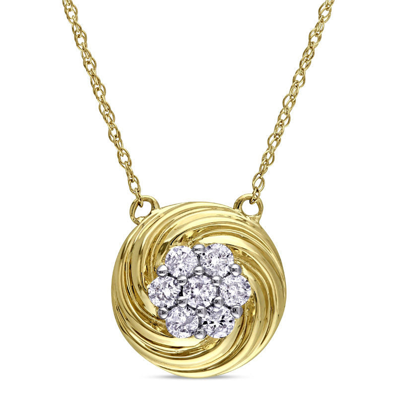 0.25 CT. T.W. Composite Natural Diamond Swirl Frame Necklace in 10K Yellow Gold - 17"