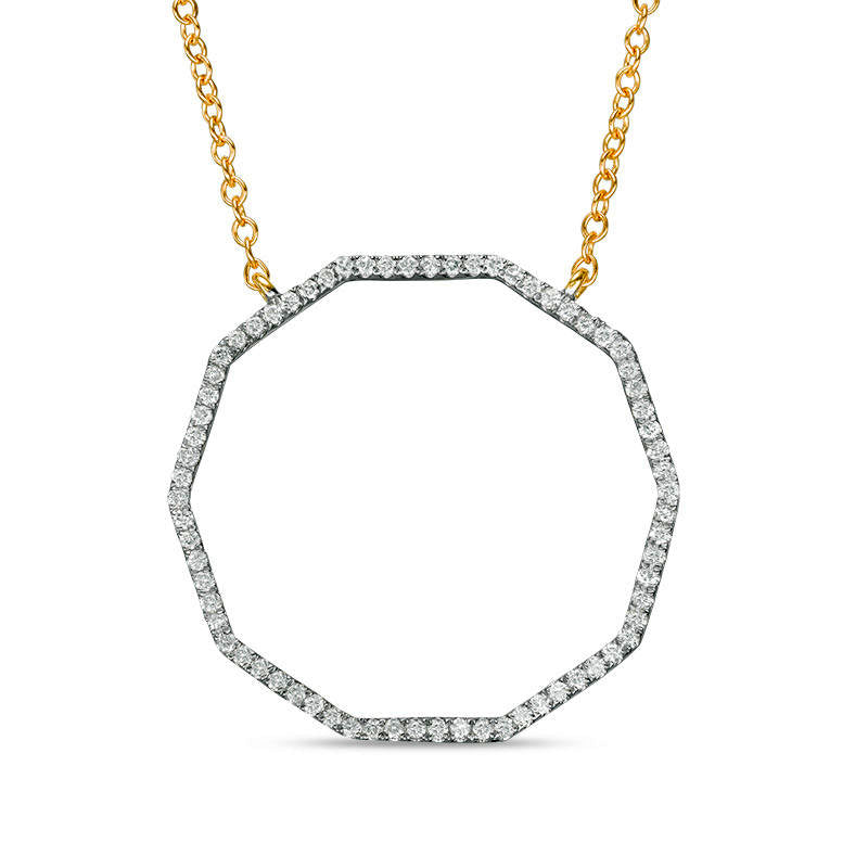 0.33 CT. T.W. Natural Diamond Decagon Outline Necklace in 14K Go