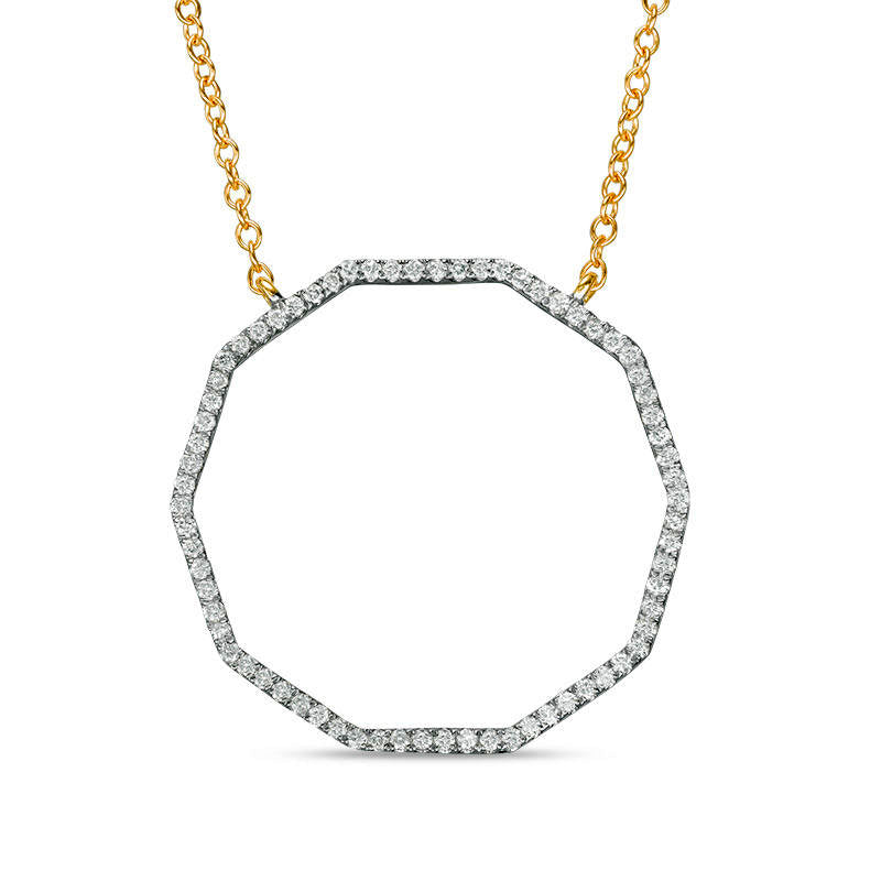 0.33 CT. T.W. Natural Diamond Decagon Outline Necklace in 14K Gold