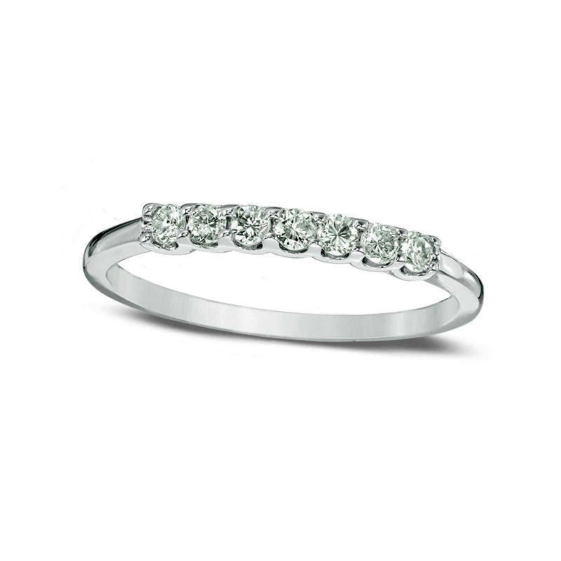 0.25 CT. T.W. Certified Natural Diamond Seven Stone Wedding Band in Solid 14K White Gold (I/I1)