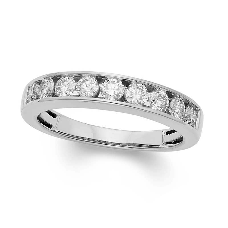 0.75 CT. T.W. Certified Natural Diamond Eleven Stone Anniversary Band in Solid 14K White Gold (I/I1)