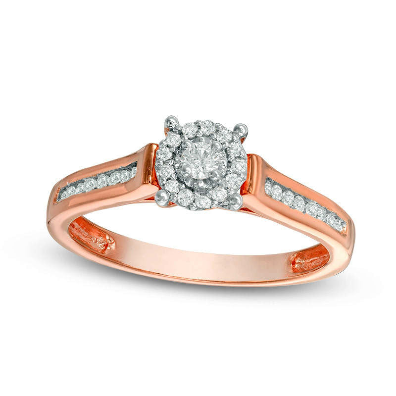 0.20 CT. T.W. Natural Diamond Double Frame Promise Ring in Solid 10K Rose Gold