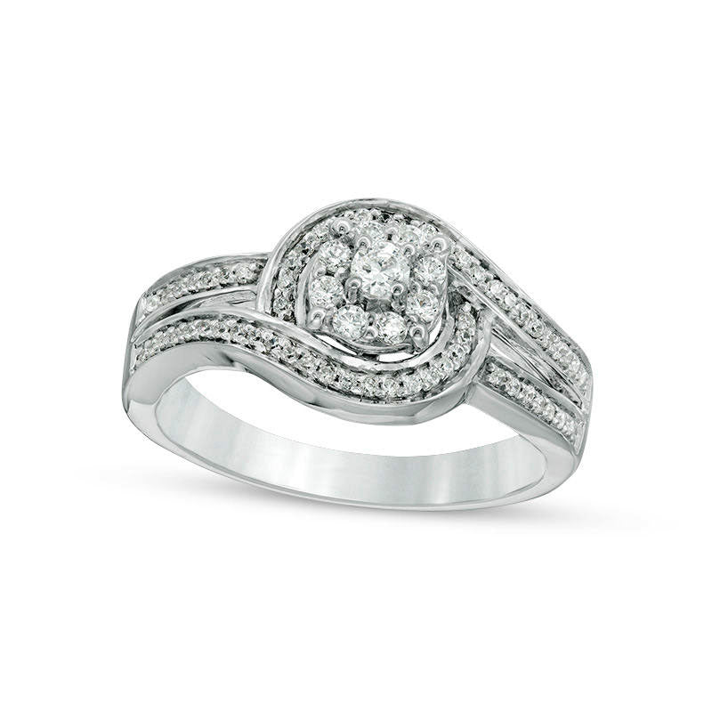 0.33 CT. T.W. Natural Diamond Frame Bypass Engagement Ring in Solid 10K White Gold