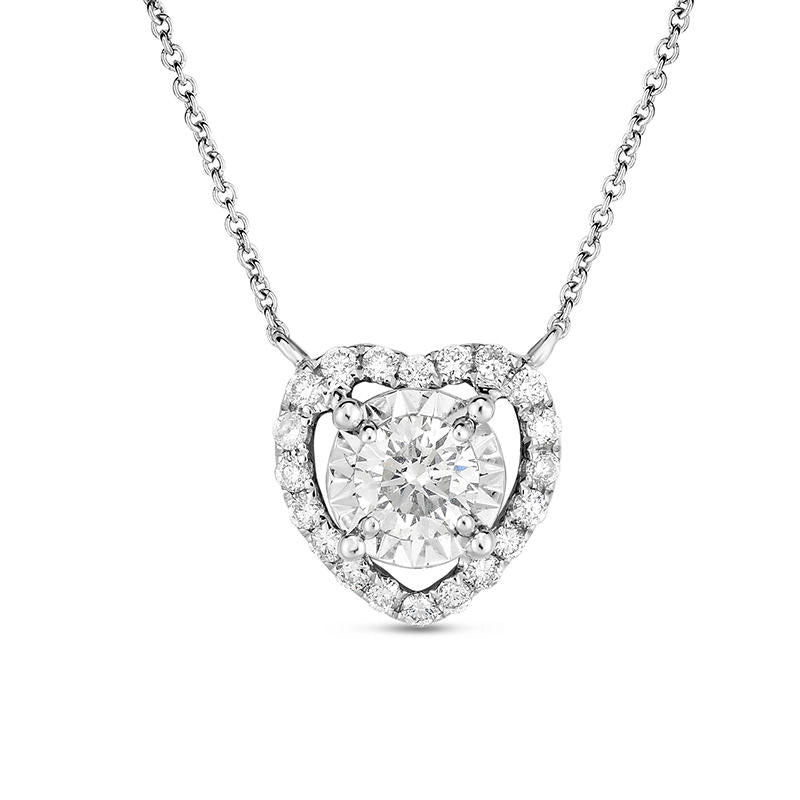 0.33 CT. T.W. Natural Diamond Heart Frame Necklace in 10K White Gold