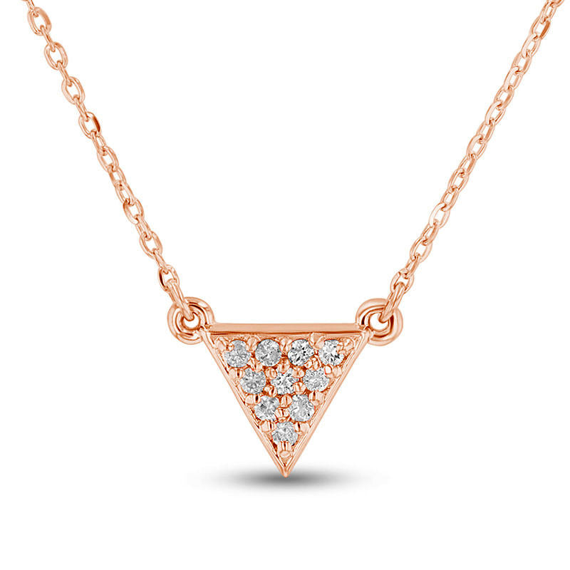 0.1 CT. T.W. Natural Diamond Triangle Necklace in 14K Rose Gold