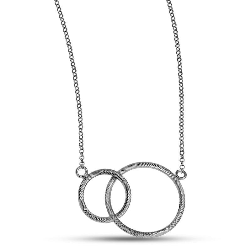 Interlocking Circles Necklace in Sterling Silver - 20"