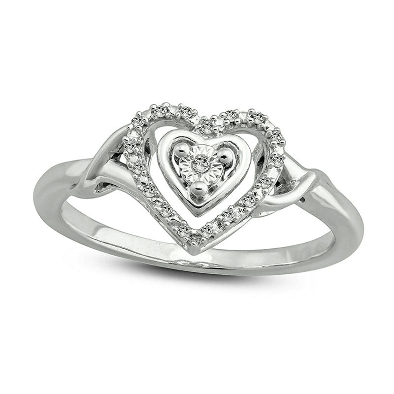 0.05 CT. T.W. Natural Diamond Heart Frame Twist Promise Ring in Sterling Silver