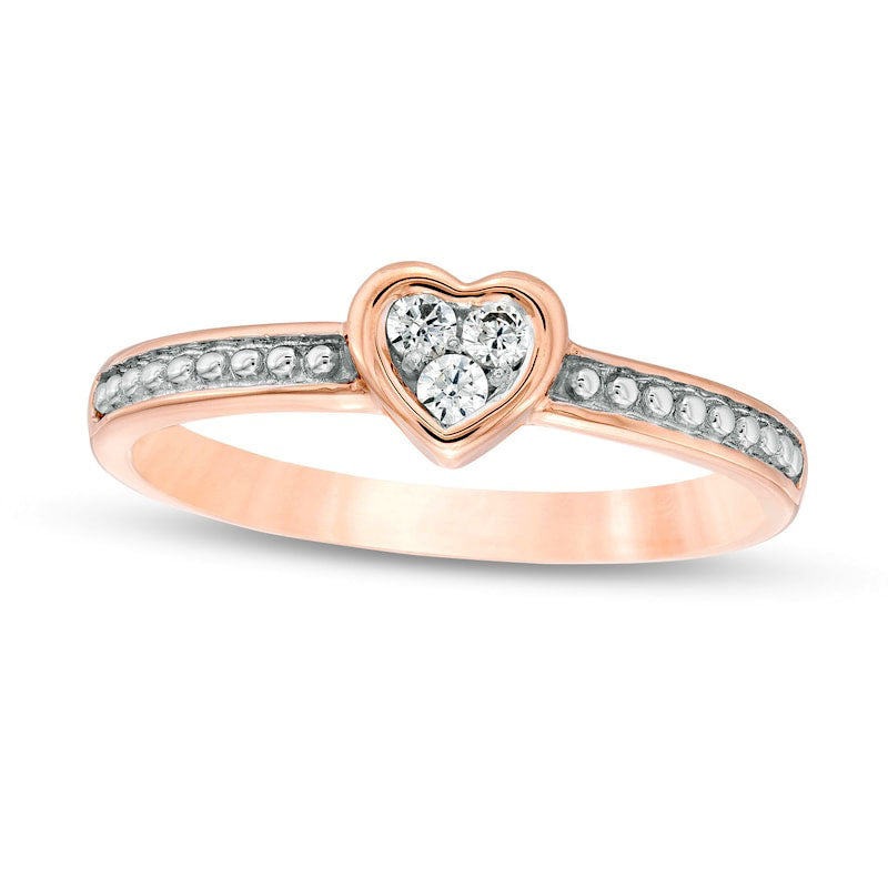 0.07 CT. T.W. Natural Diamond Heart-Shaped Ring in Solid 10K Ros