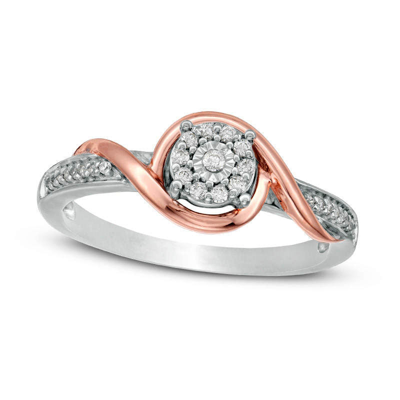 0.10 CT. T.W. Natural Diamond Frame Swirl Bypass Promise Ring in Sterling Silver and Solid 10K Rose 