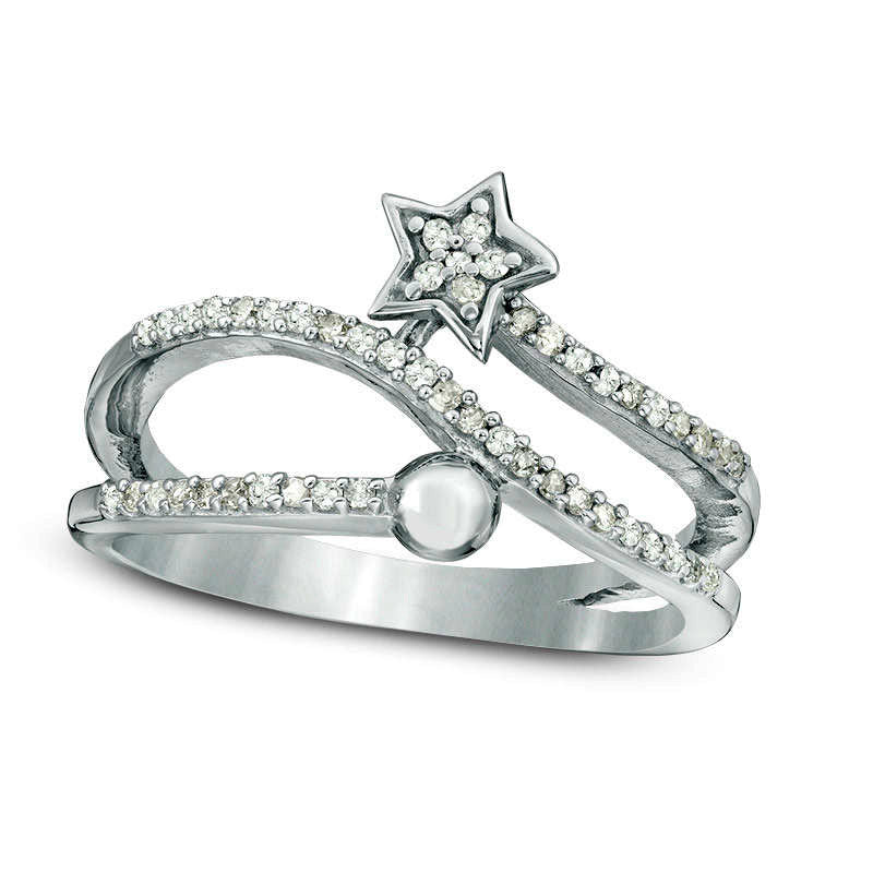 0.25 CT. T.W. Natural Diamond Star and Ball Wrap Ring in Sterling Silver