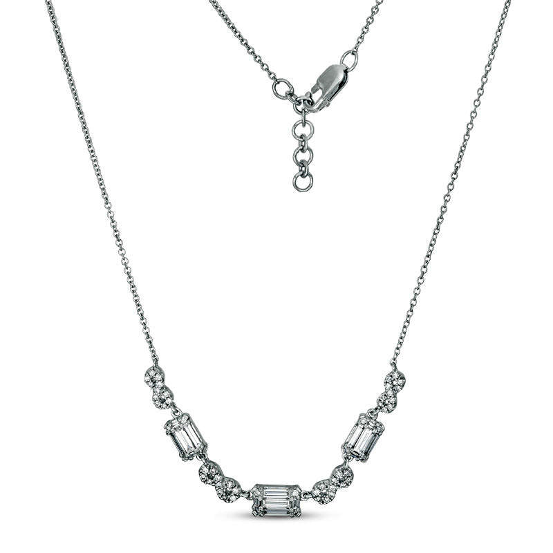 0.75 CT. T.W. Composite Natural Diamond Alternating Infinity Necklace in 10K White Gold