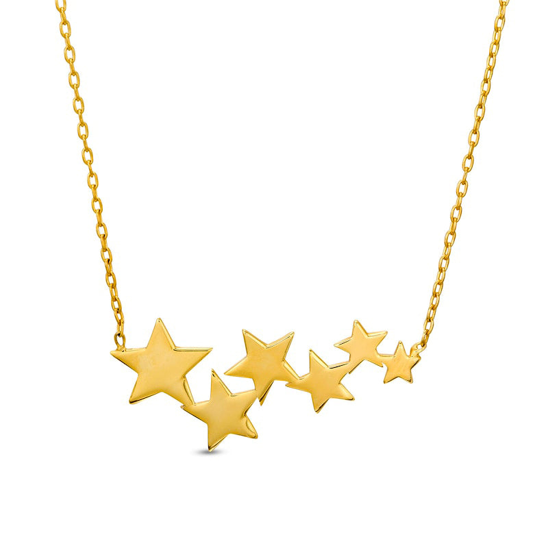 Graduated Star Cluster Necklace in 14K Gold