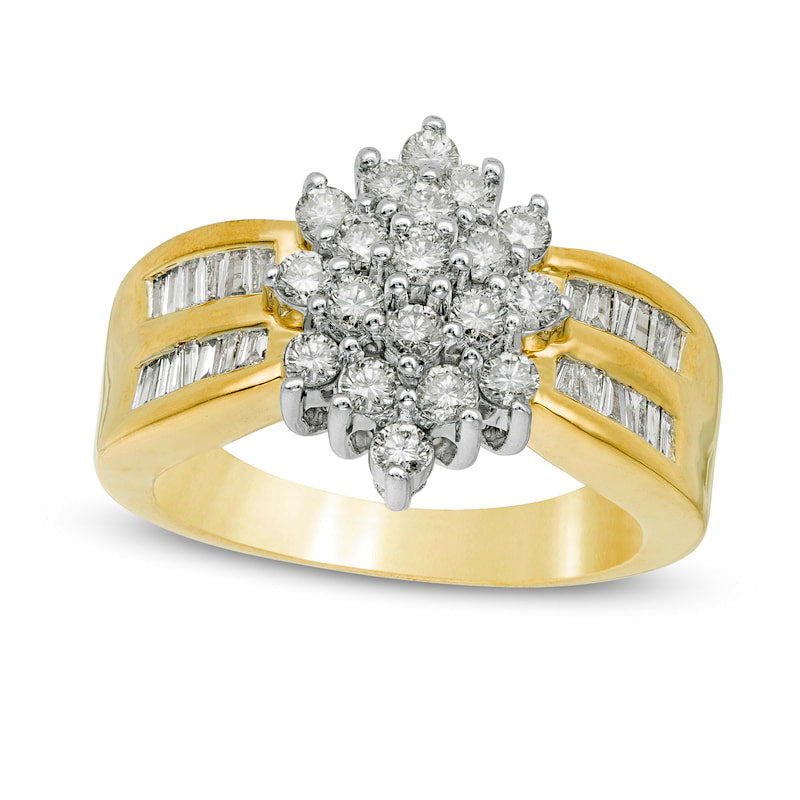 1.0 CT. T.W. Marquise Composite Natural Diamond Ring in Solid 10K Yellow Gold