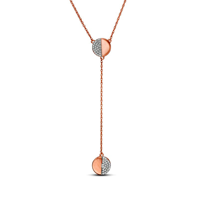 0.1 CT. T.W. Natural Diamond Half Circle Y-Necklace in 10K Rose Gold