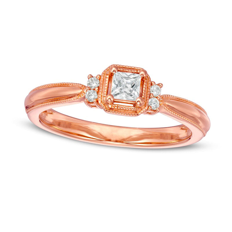 0.25 CT. T.W. Princess-Cut Natural Diamond Collar Promise Ring in Solid 10K Rose Gold