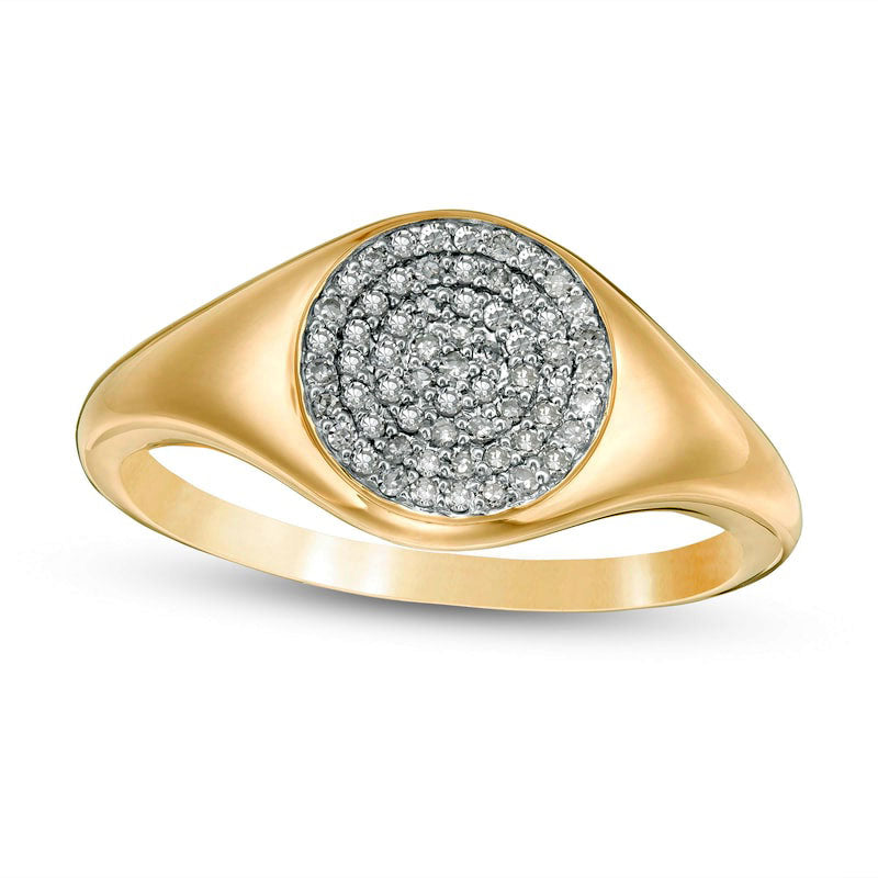 0.20 CT. T.W. Composite Natural Diamond Signet Ring in Solid 14K Gold