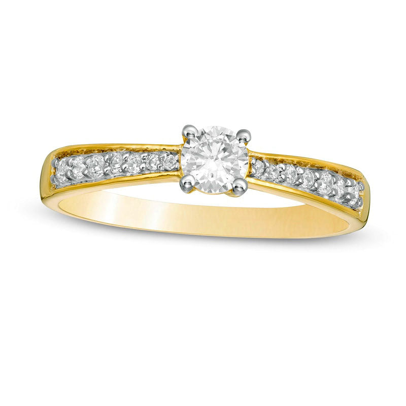 0.33 CT. T.W. Natural Diamond Tapered Shank Engagement Ring in Solid 10K Yellow Gold