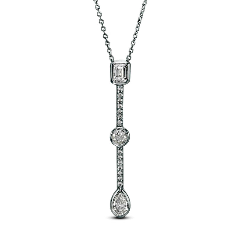 0.5 CT. T.W. Certified Multi-Stone Natural Diamond "Y" Necklace in 14K White Gold (I/I1)