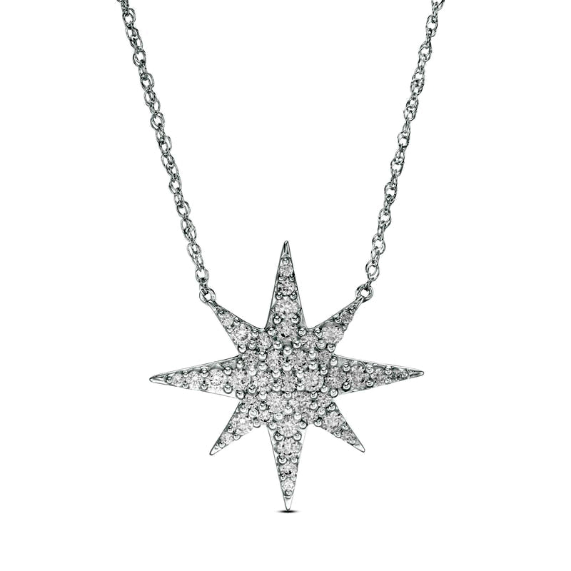 1 CT. T.W. Composite Natural Diamond North Star Necklace in 10K White Gold