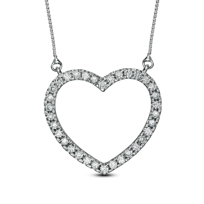 0.5 CT. T.W. Certified Lab-Created Diamond Heart Outline Necklace in 14K White Gold (F/SI2)