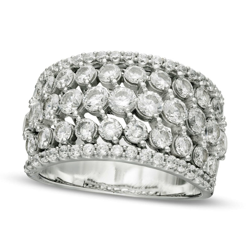 2.5 CT. T.W. Natural Diamond Multi-Row Ring in Solid 14K White Gold