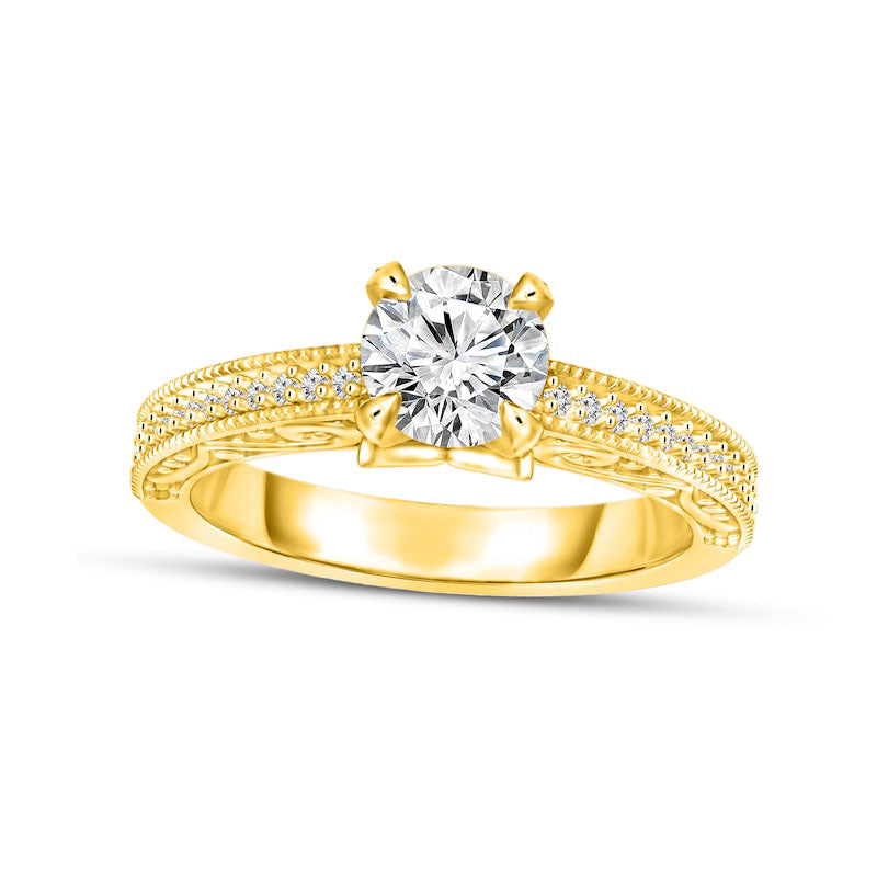 1.0 CT. T.W. Natural Diamond Antique Vintage-Style Engagement Ring in Solid 14K Gold