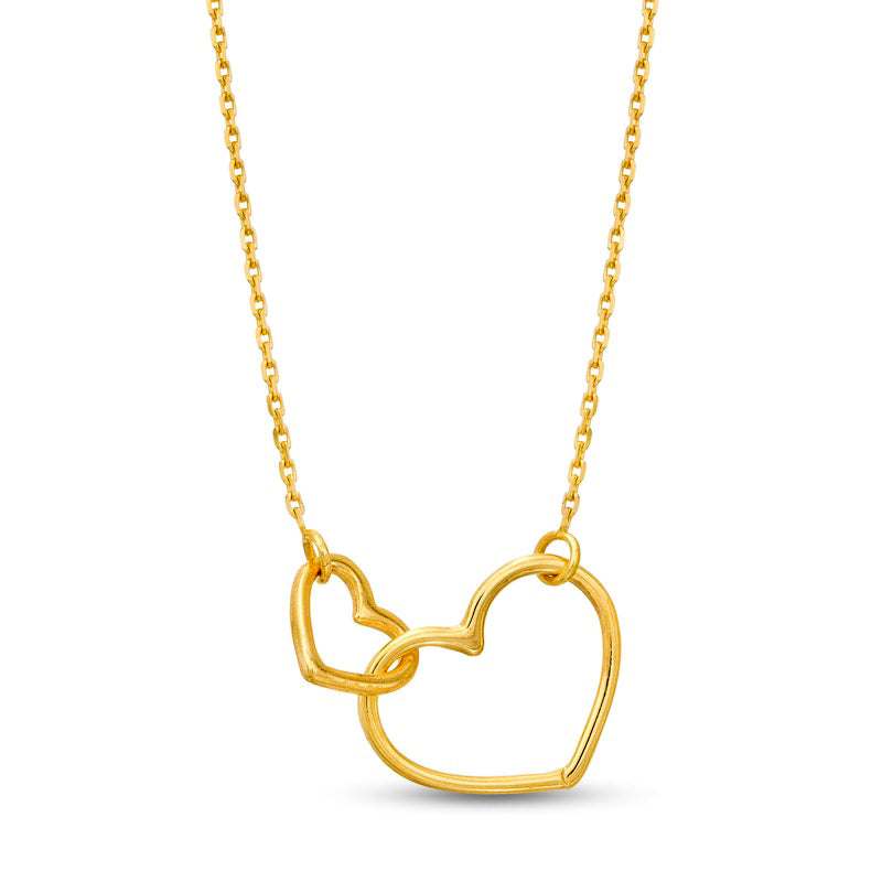 Interlocking Hearts Necklace in 14K Gold