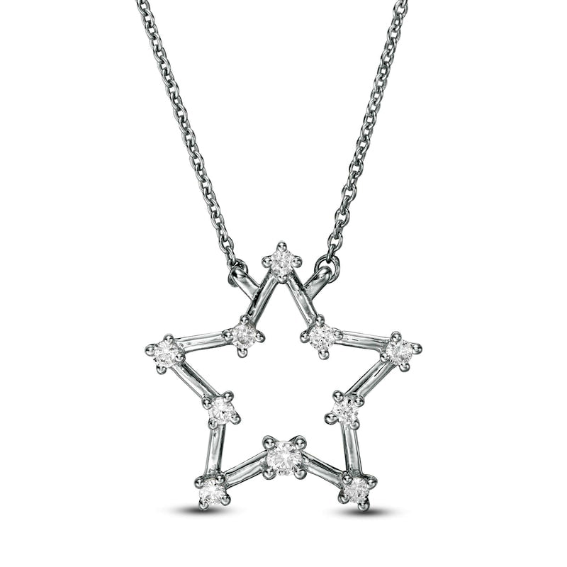 0.17 CT. T.W. Natural Diamond Star Necklace in 10K White Gold