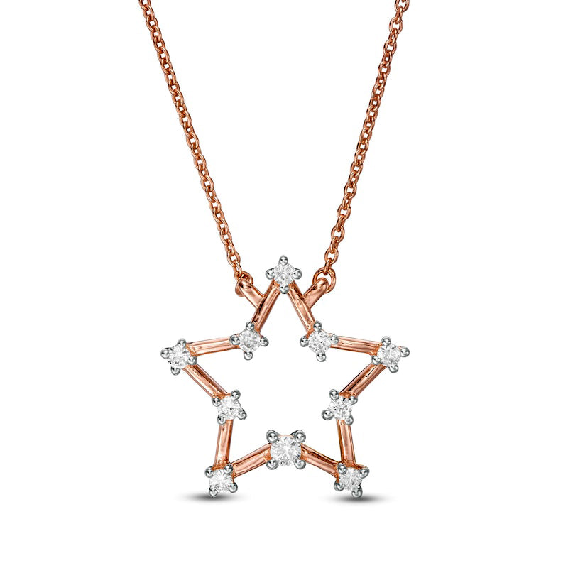 0.17 CT. T.W. Natural Diamond Star Necklace in 10K Rose Gold