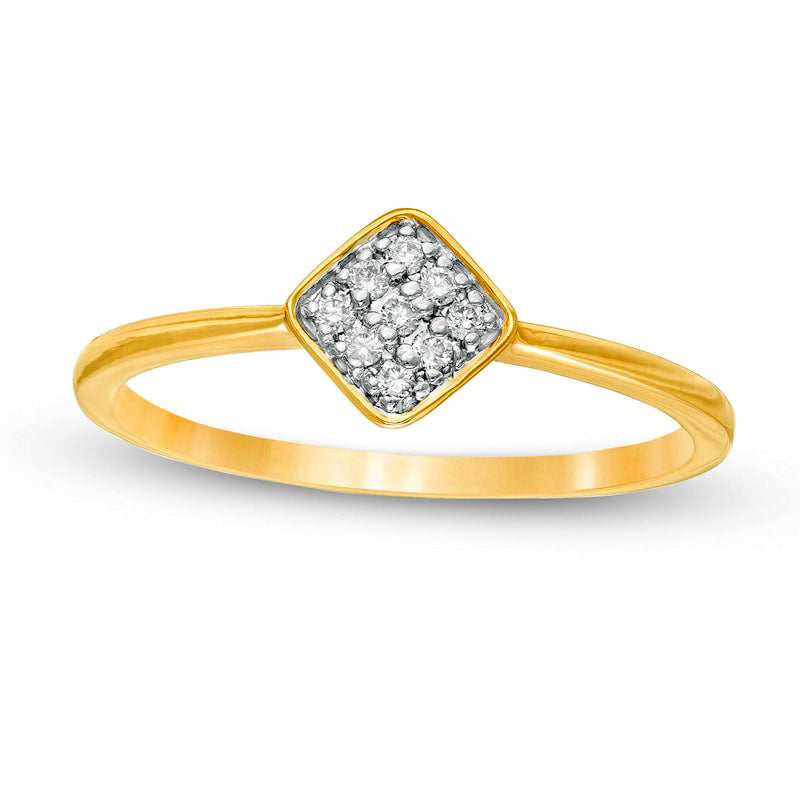 0.07 CT. T.W. Composite Natural Diamond Tilted Cushion Promise Ring in Solid 10K Yellow Gold