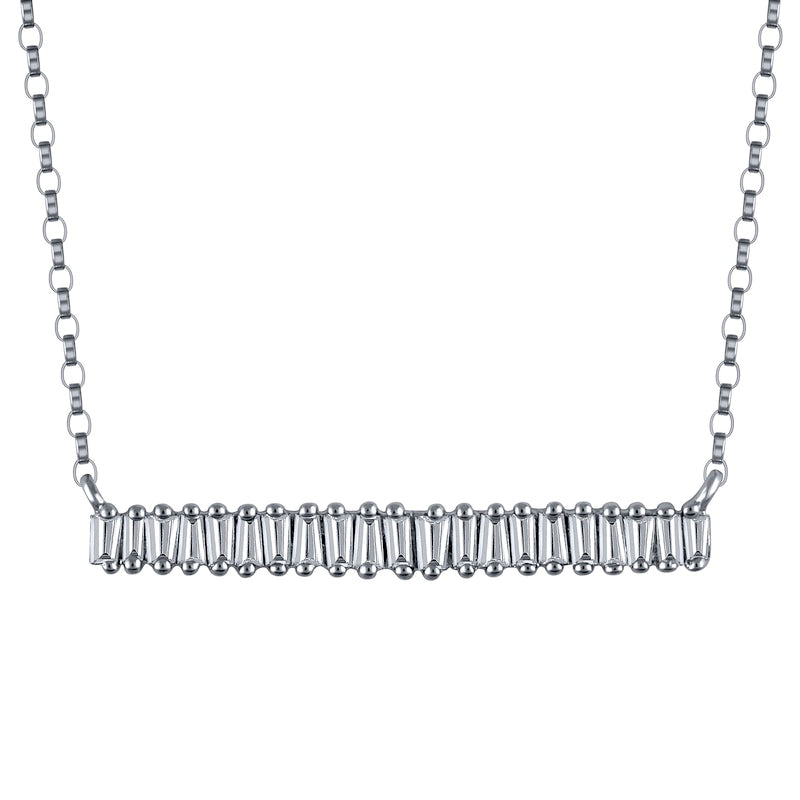 0.25 CT. T.W. Baguette Natural Diamond Bar Necklace in 10K White Gold