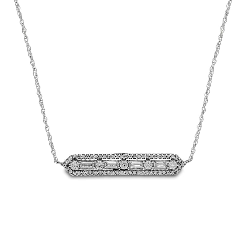 0.5 CT. T.W. Natural Diamond Edge Art Deco Bar Necklace in 10K White Gold