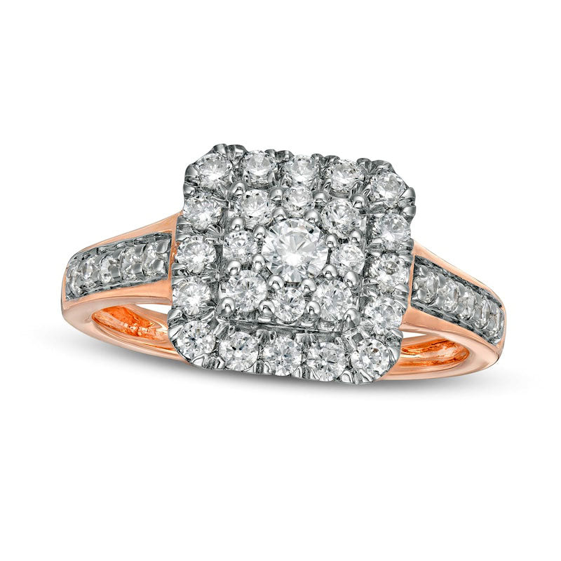 0.75 CT. T.W. Composite Natural Diamond Cushion Frame Ring in Solid 10K Rose Gold