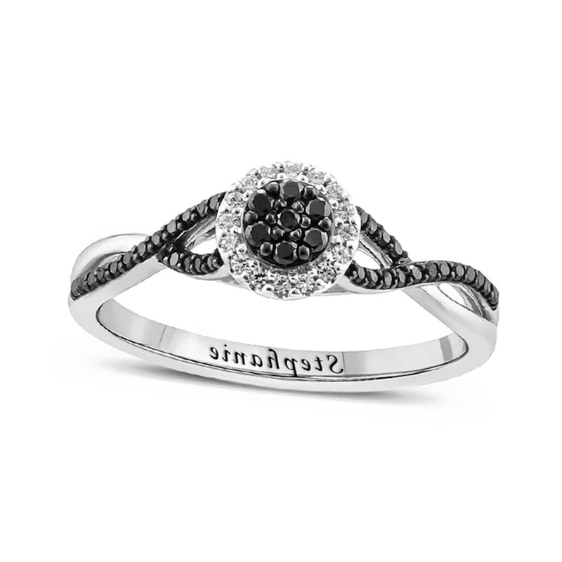 0.25 CT. T.W. Enhanced Black Composite and White Natural Diamond Frame Twist Shank Promise Ring in S