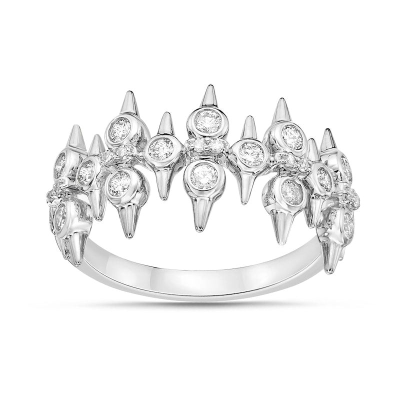 0.50 CT. T.W. Natural Diamond Spikes Multi-Row Ring in Solid 10K