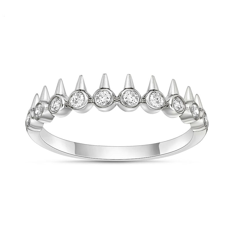 0.25 CT. T.W. Natural Diamond Single Spikes Row Ring in Solid 10K White Gold