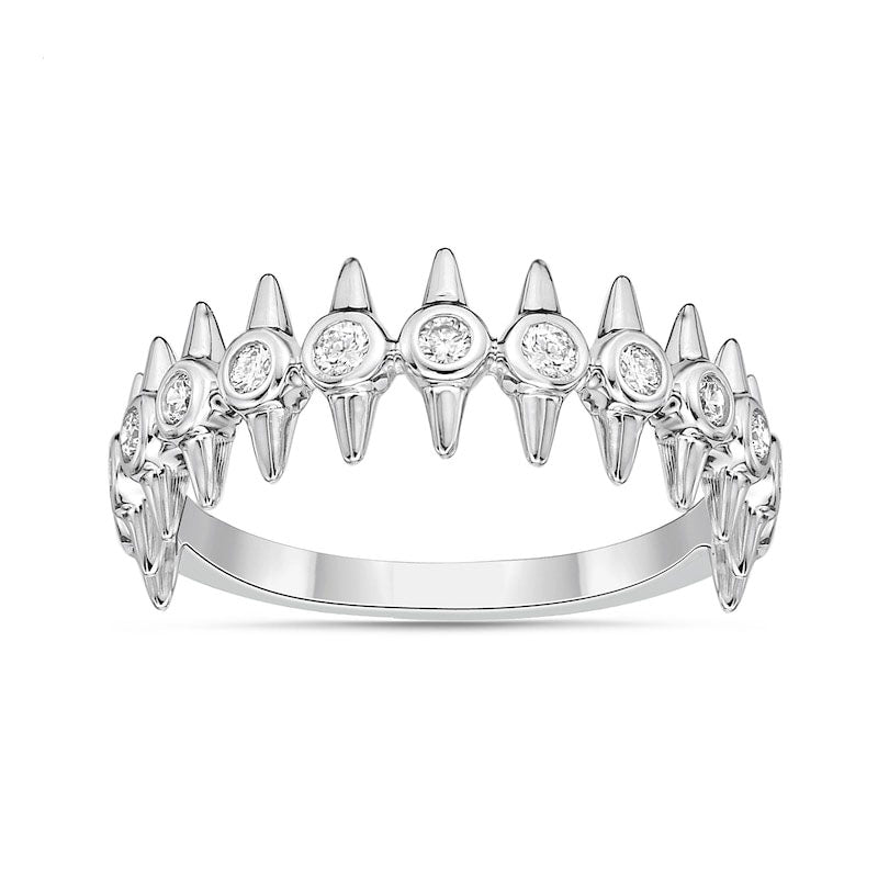 0.25 CT. T.W. Natural Diamond Spikes Single Row Ring in Solid 10K White Gold