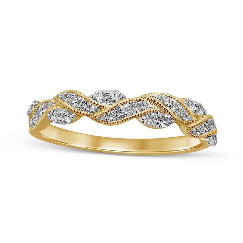 0.25 CT. T.W. Natural Diamond Braided Antique Vintage-Style Anniversary Band in Solid 10K Yellow Gol