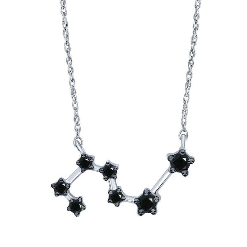 0.2 CT. T.W. Enhanced Black Natural Diamond Leo Constellation Necklace in Sterling Silver