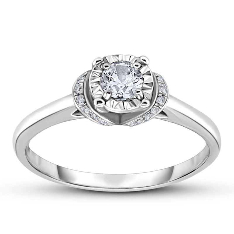 0.25 CT. T.W. Natural Diamond Oval Frame Promise Ring in Solid 10K White Gold