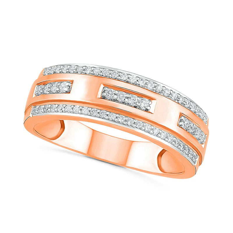 Men's 0.38 CT. T.W. Natural Diamond Edge Wedding Band in Solid 10K Rose Gold