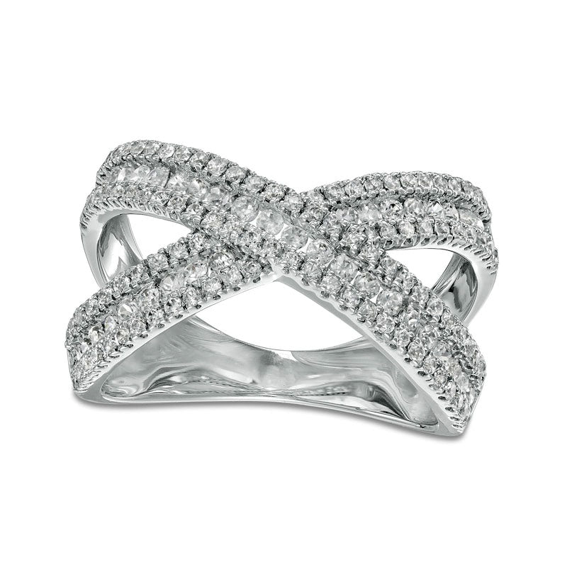 1.0 CT. T.W Natural Diamond "X" Ring in Solid 10K White Gold