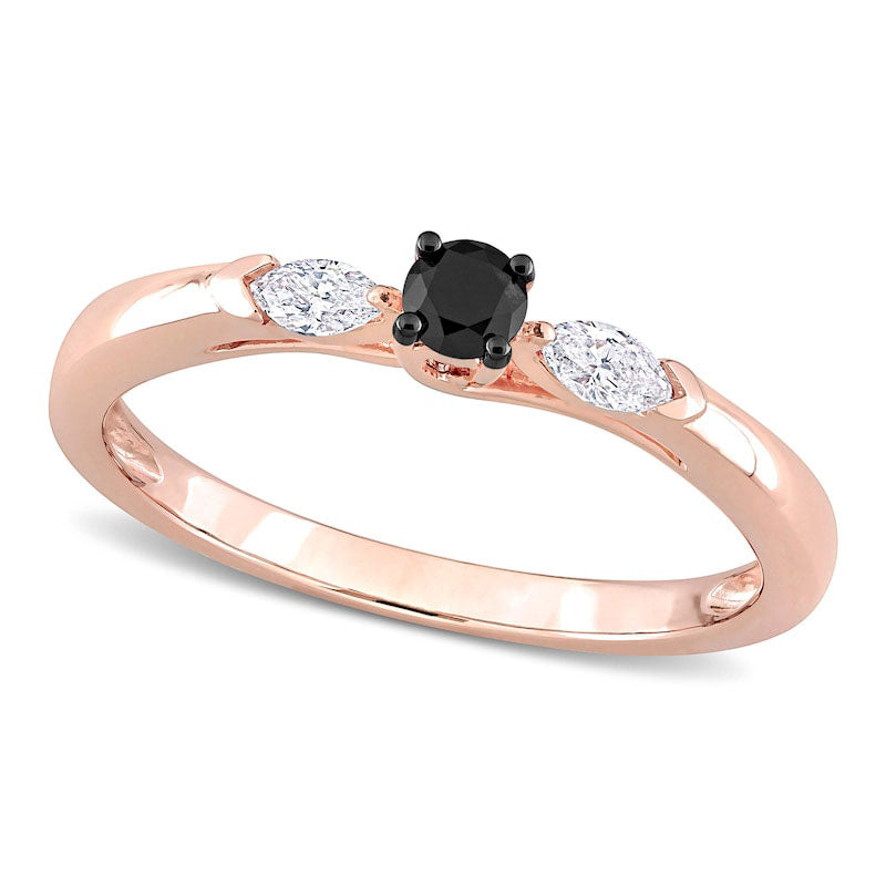 0.25 CT. T.W. Black Enhanced and White Natural Diamond Promise Ring in Solid 10K Rose Gold