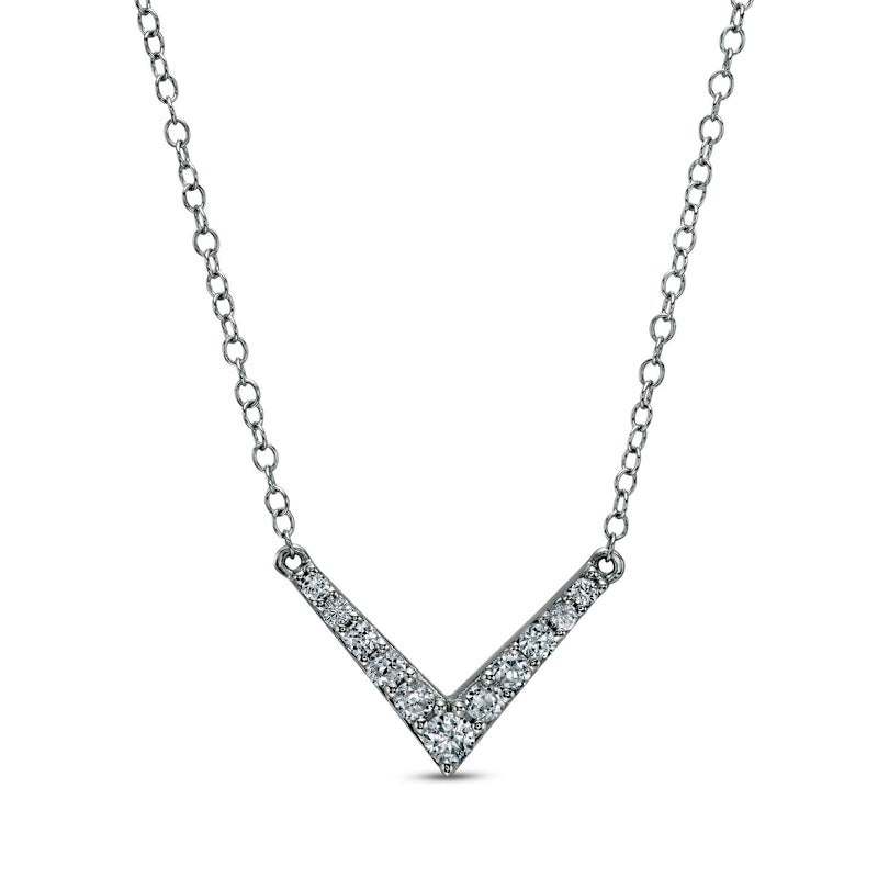 0.33 CT. T.W. Natural Diamond Chevron Necklace in 10K White Gold