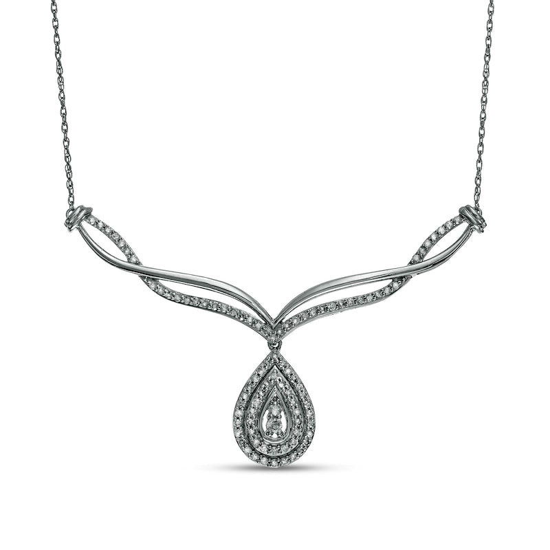 0.63 CT. T.W. Natural Diamond Teardrop Necklace in 10K White Gold