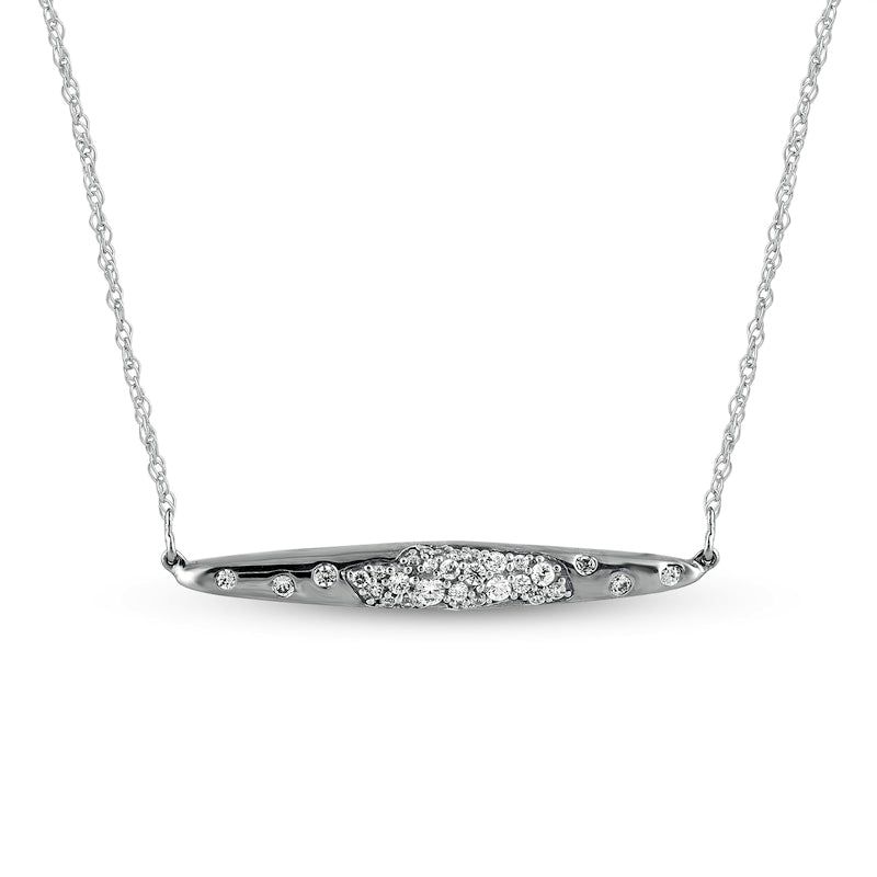 0.17 CT. T.W. Composite Natural Diamond Bar Necklace in 10K White Gold