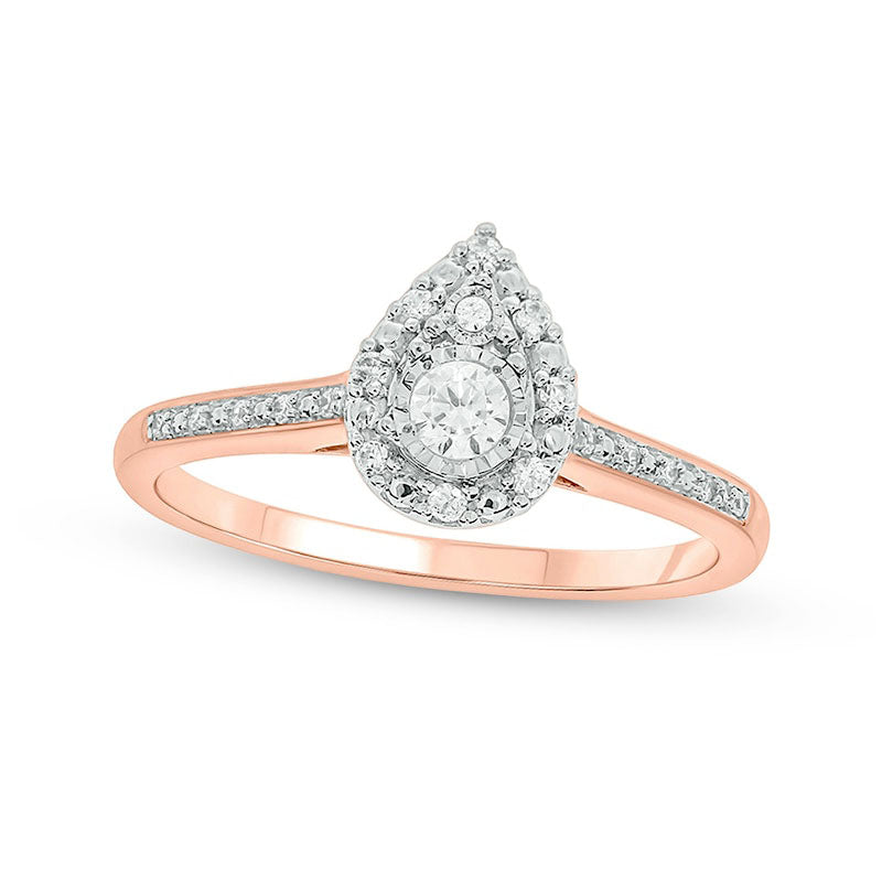 0.20 CT. T.W. Natural Diamond Pear Frame Promise Ring in Solid 10K Rose Gold