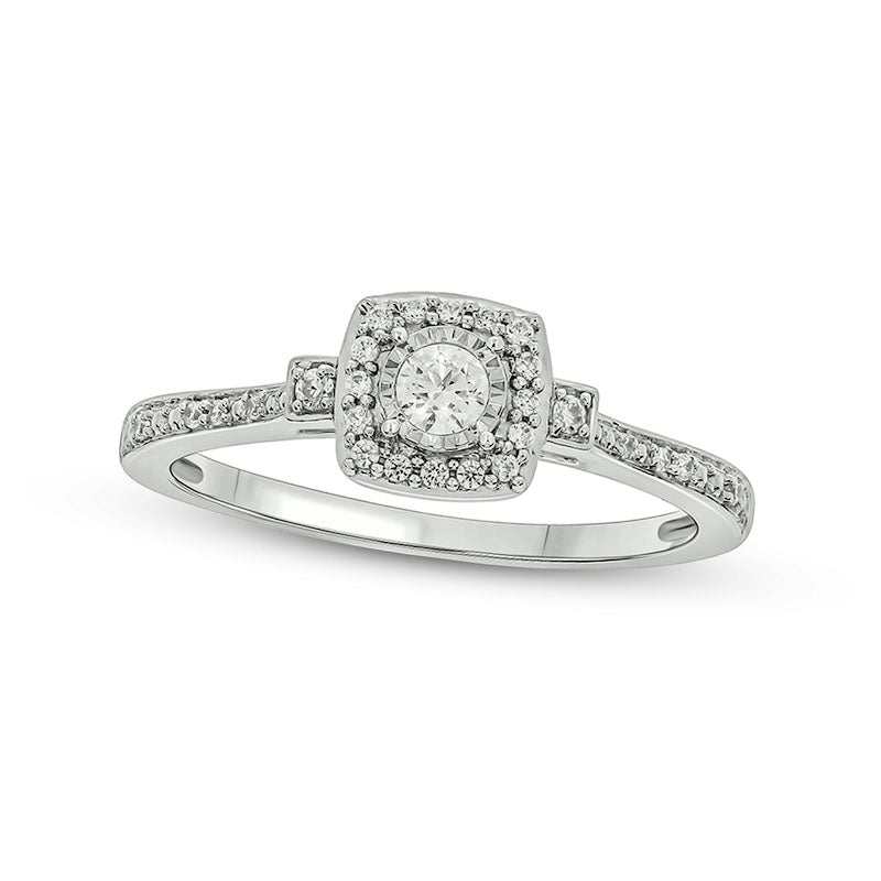 0.20 CT. T.W. Natural Diamond Cushion Frame Promise Ring in Solid 10K White Gold