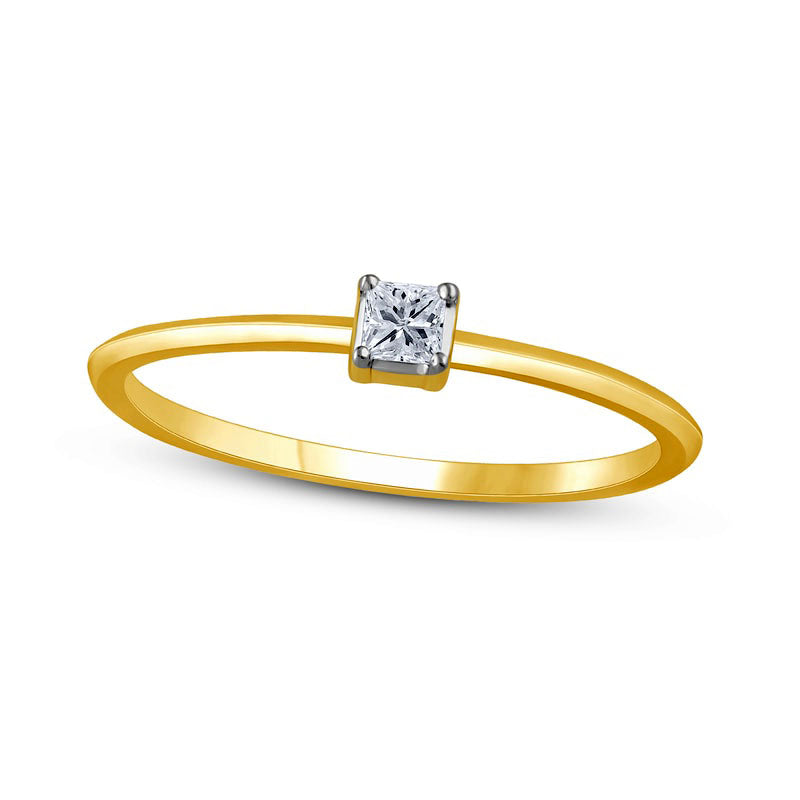 0.05 CT. Princess-Cut Natural Clarity Enhanced Diamond Solitaire Promise Ring in Solid 10K Yellow Go